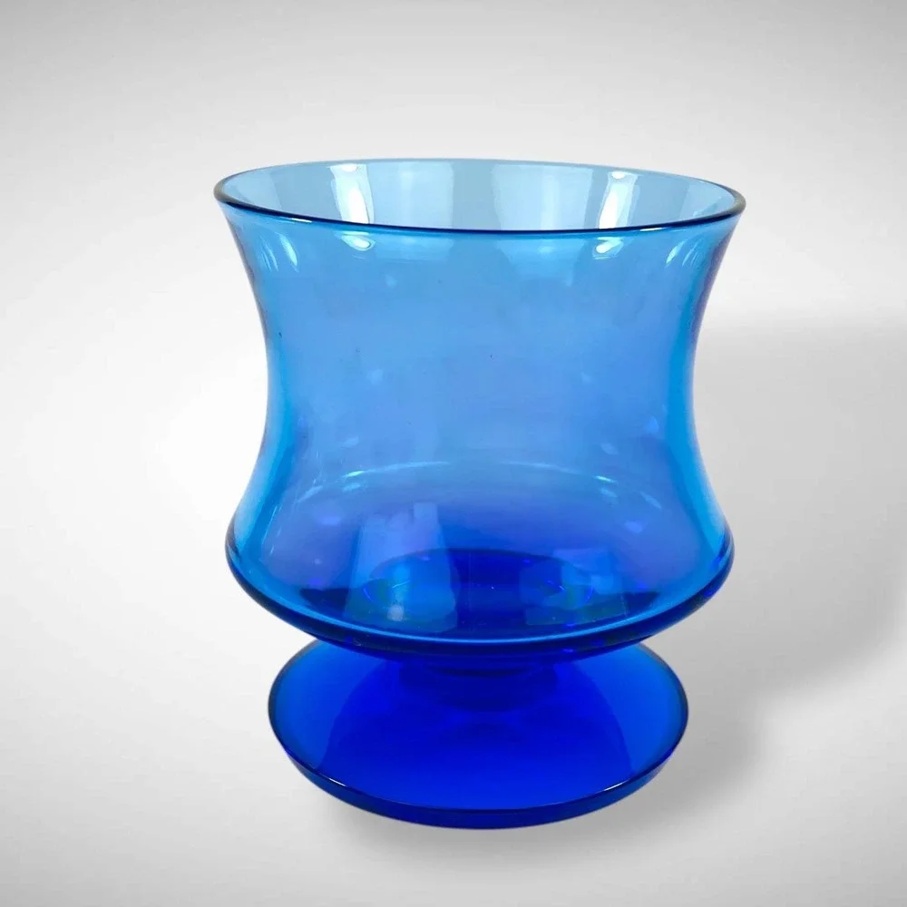 Seneca‎ Fashionables Delphine Blue Low Footed Wine Glasses Set of 8 1970s